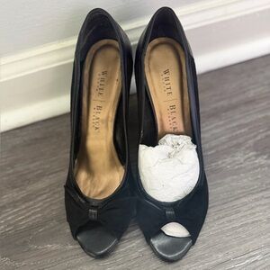 White House Black Market Black Peep Toe wedge